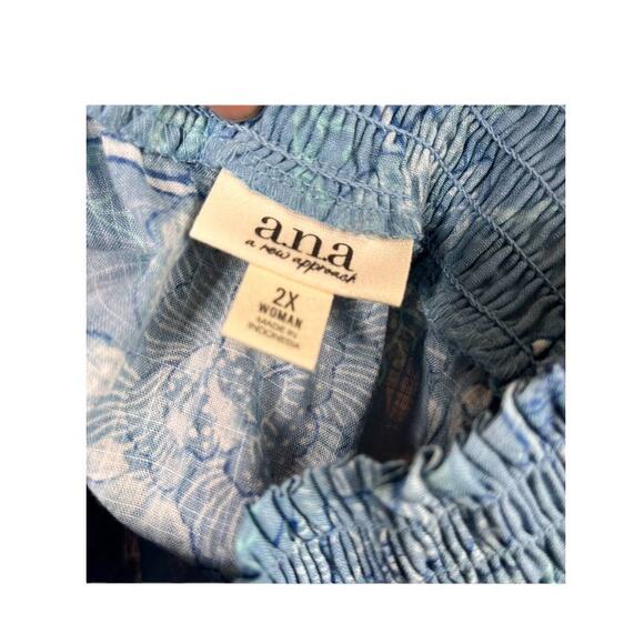 Ana New Approach Blue Floral Off Shoulder Top Women's 2X - Picture 2 of 3